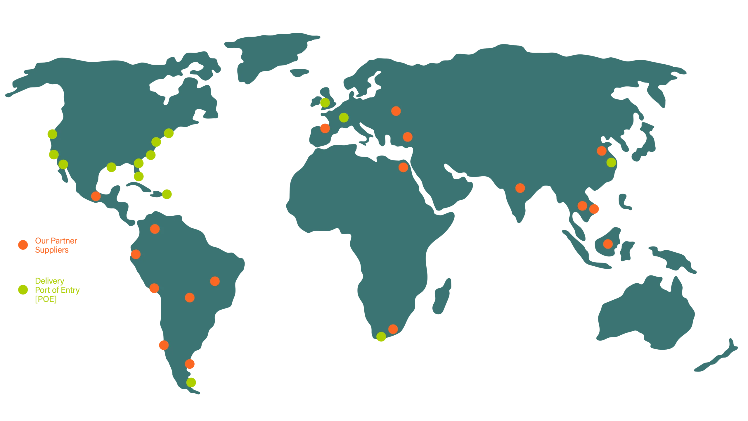 Brothers map showing partners and ports of entry.