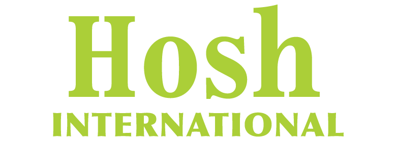 The new Hosh International logo in green.